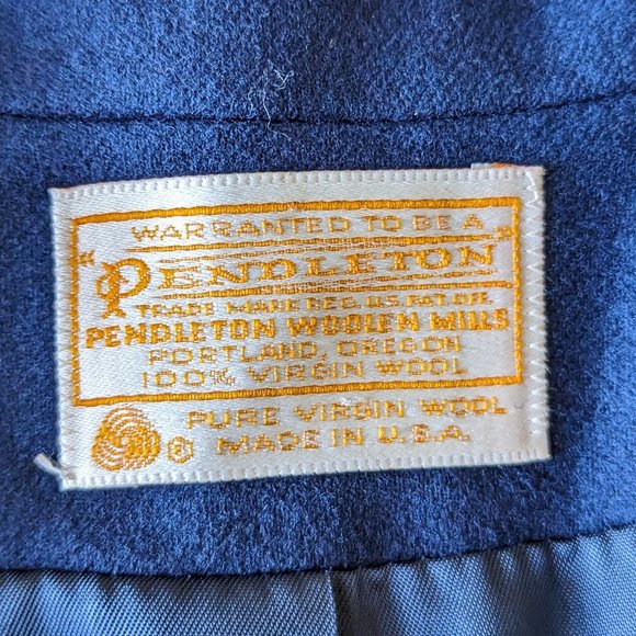 Vintage Pendleton Navy Blue Wool Single Button Front Blazer Jacket size 6 - Picture 5 of 7